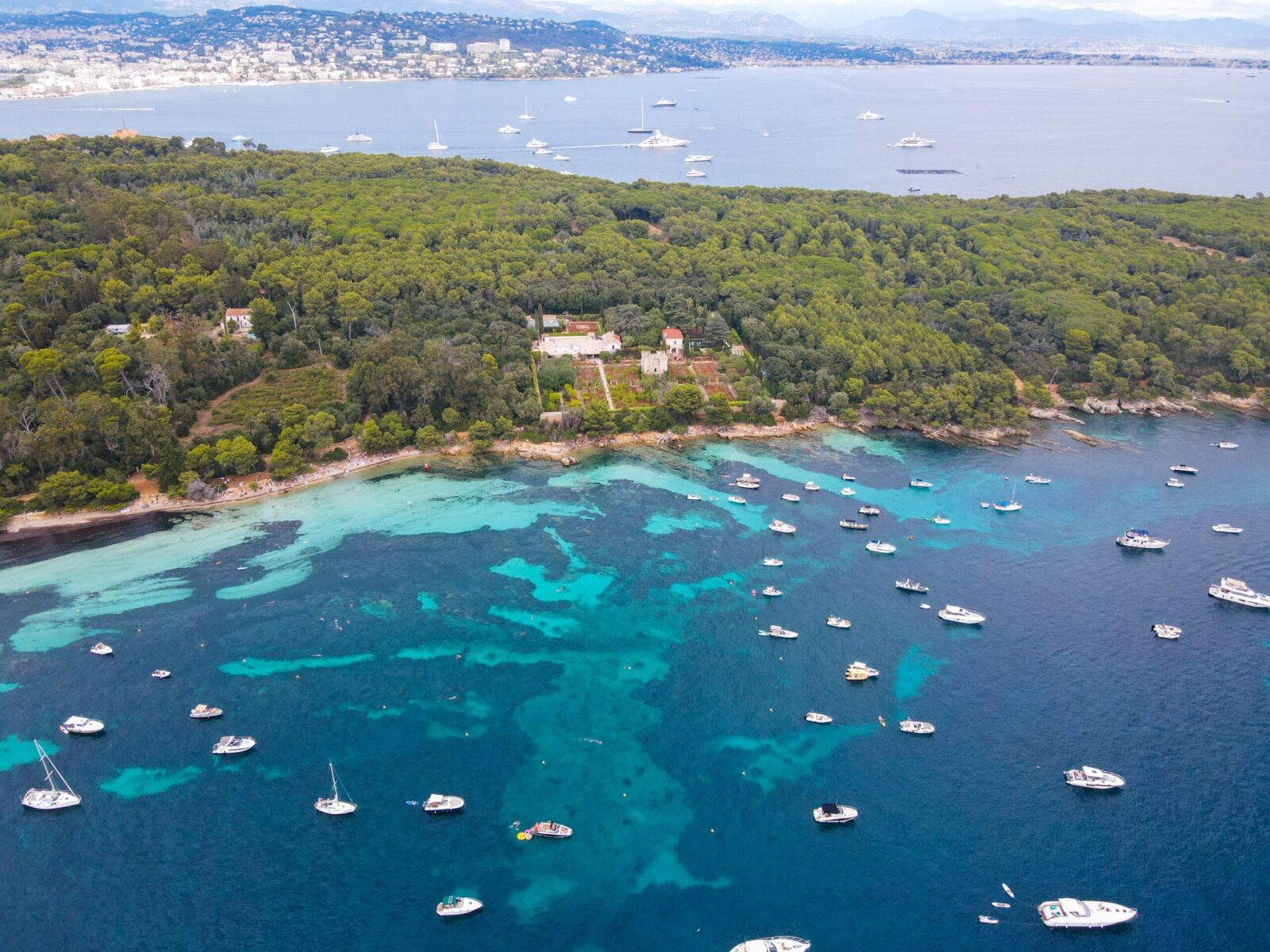 Aerial,View,Of,Yachts,Between,Ile,Sainte,Marguerite,And,Ile