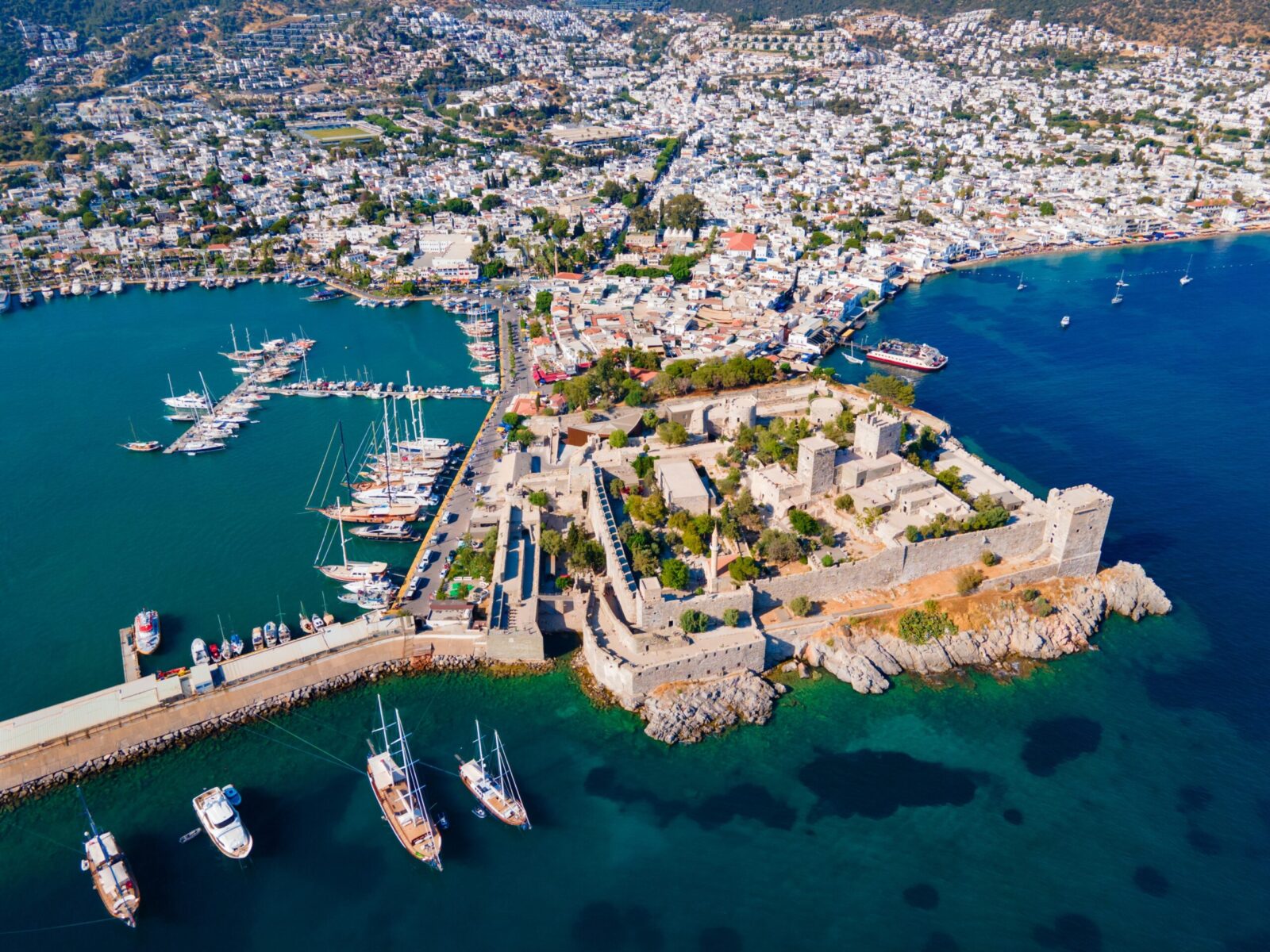 The,Bodrum,Castle,Of,St.,Peter,And,Marina,Aerial,Panoramic