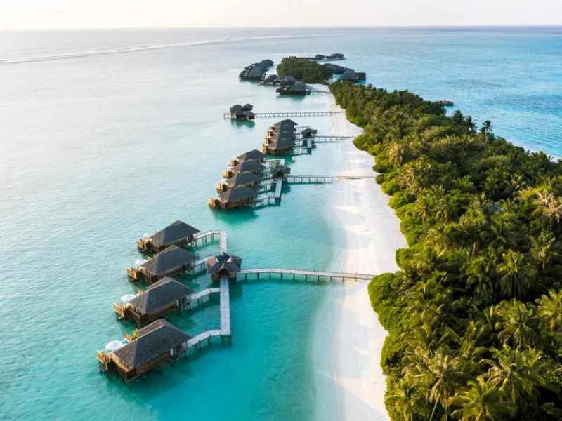 Maldives-Rangali-aerial view of the cottages