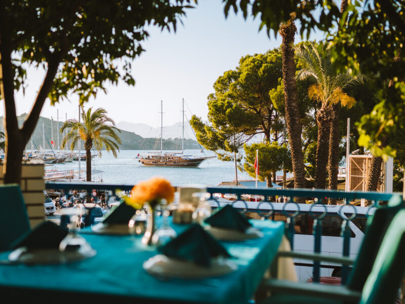 Table,Set,Up,For,Dinner,As,The,Turkish,Gulets,Return